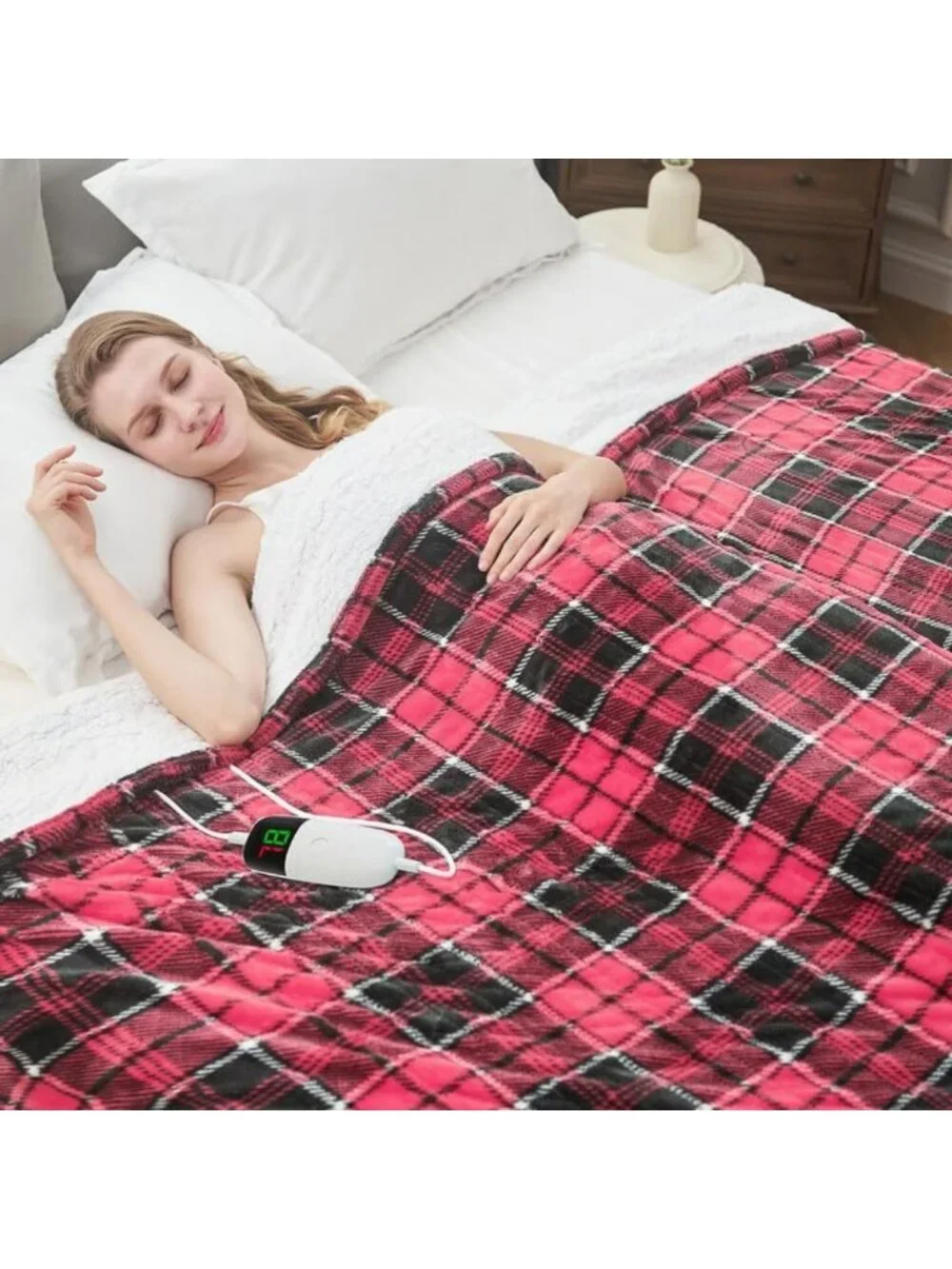 Cozy Pink Electric Heated Blanket, Full Size 72x84, 10 Heat Levels, Soft Sherpa